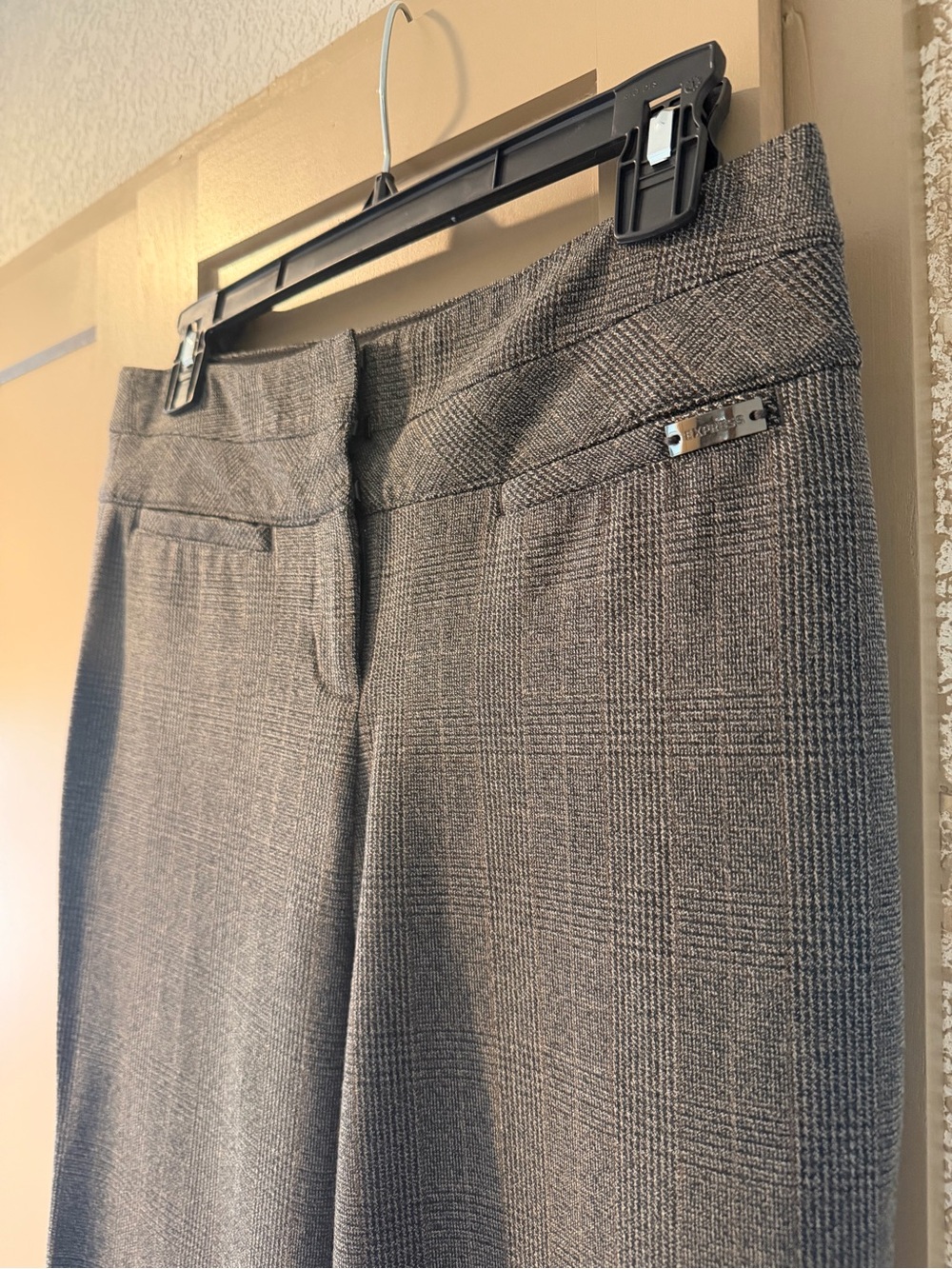 Express Women's Glen Plaid and Solid Dress Trousers - Black, Gray, Charcoal - Picture 3 of 12